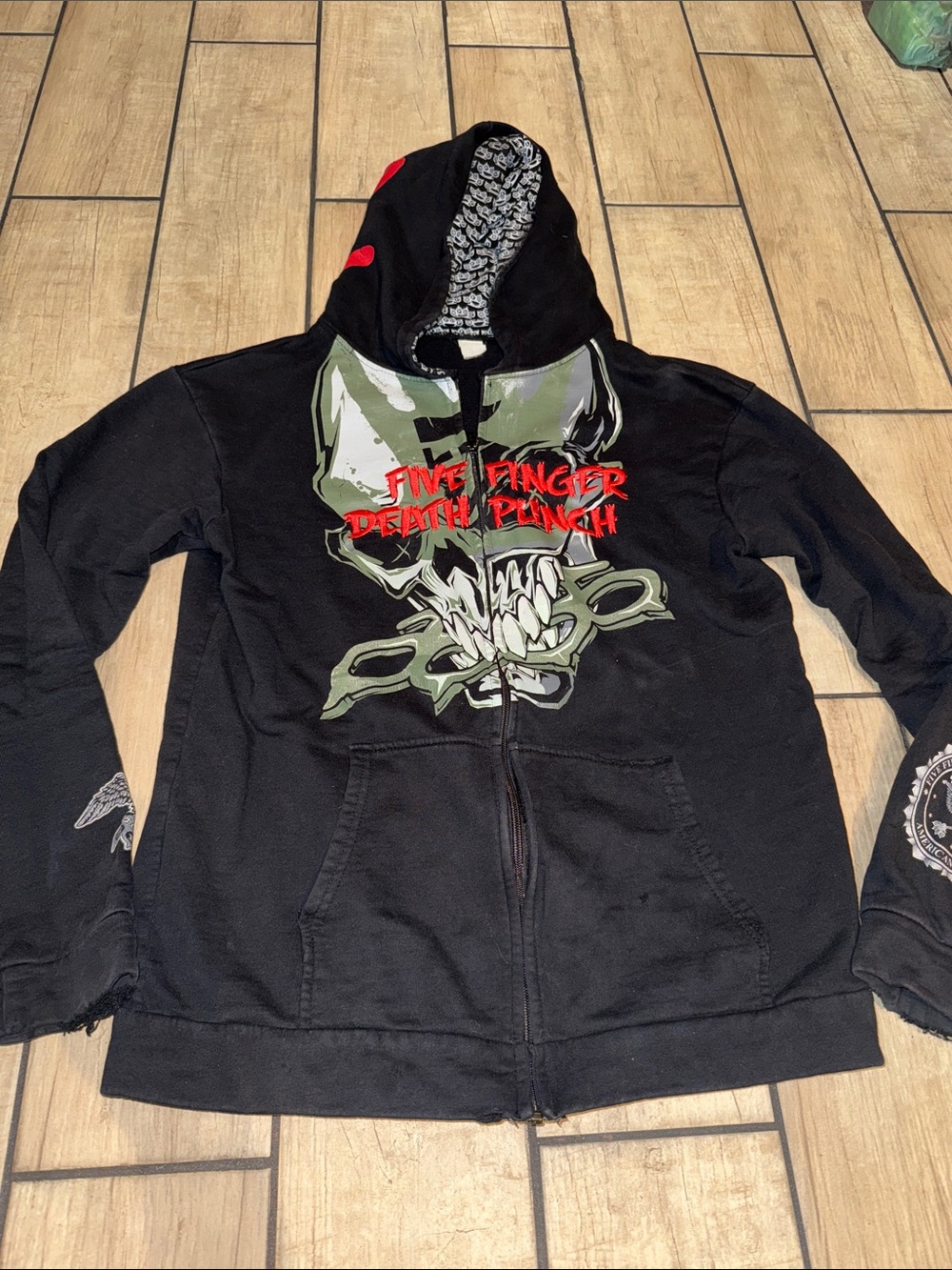 Black Graphic Zip-Up Hoodie